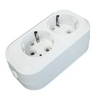 Колодка UNIVersal 2 гнезда, с заземляющими контактами, АБС-пластик E302