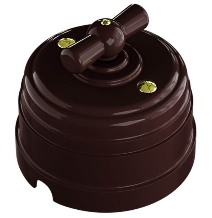 МезонинЪ Усадьба Пластик Коричневый Выключатель поворотный на 2 положения, для включателей из 2-мест. (1-клавишный проходной), GE30404-04