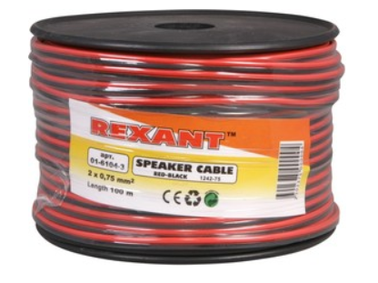 Кабель акустический  2х0,75 мм (красно-черный) REXANT 100м 01-6104-3