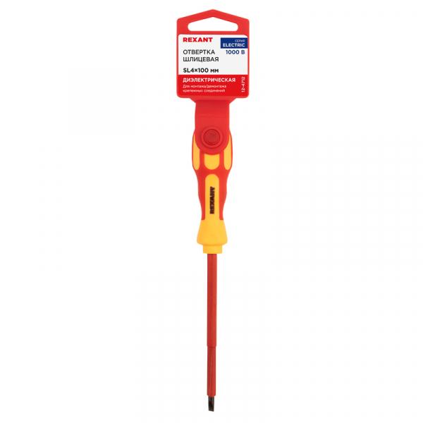 Отвертка шлицевая SL4х100 мм "Электрика" Rexant 12-4712