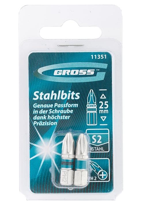 Набор бит Ph 2х25, сталь S2, 2штуки GROSS 11351