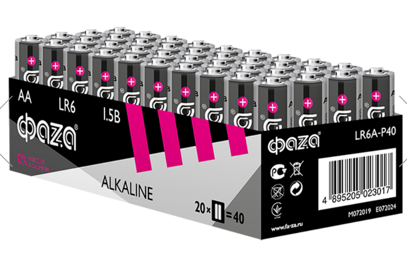 Элемент питания ФАZА LR 6 Alkaline Pack-40 (кратно 40)