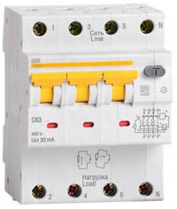 Дифференциальный автомат  4П  25А  100мА  IEK  АВДТ-34  характеристика С