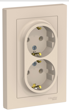 Schneider Electric AtlasDesign Бежевый Розетка 2-местная с заземляющими контактами, 16А, в сборе ATN000224