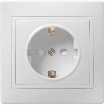 IEK  Кварта  Белый Розетка 1-местная с заземляющими контактами с защитными шторками скрытая установка 16А РСш10-3-КБ ERK11-K01-16-DM