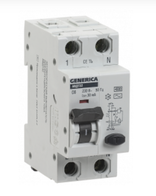 Дифференциальный автомат  2П  25А  GENERICA  АВДТ 32  C25 4.5 кА